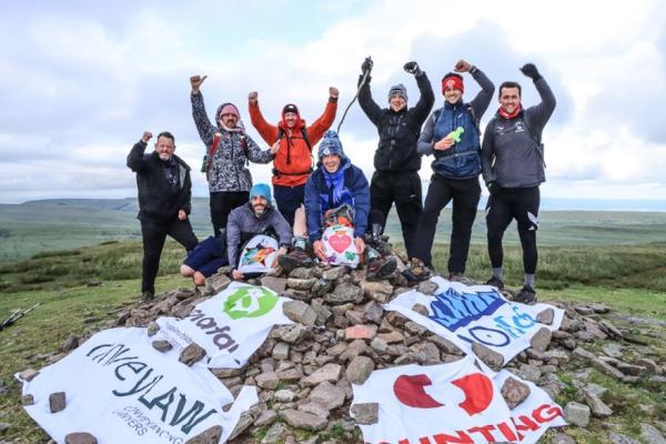 The 10nTaff team on the last mountain top Pen-y-Gadair Fawr