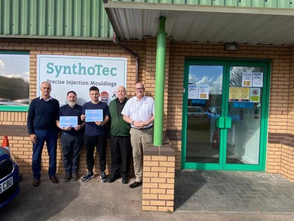 Graham Ward, Group Managing Director of Synthotec, Wayne Williams, Operations Director at Synthotec, Mark Lawson MD at Sierra 57 and trainees Lee and Tiby