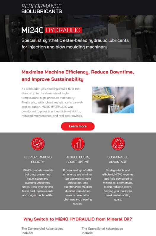 Performance Biolubricants mailshot
