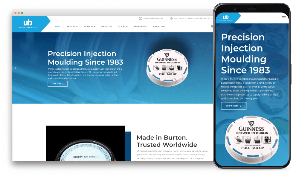 UB Plastics website homepage
