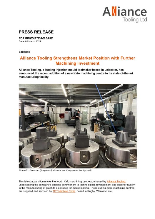 Alliance Tooling press release