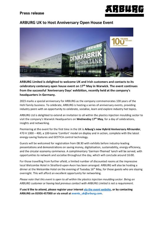 ARBURG press release