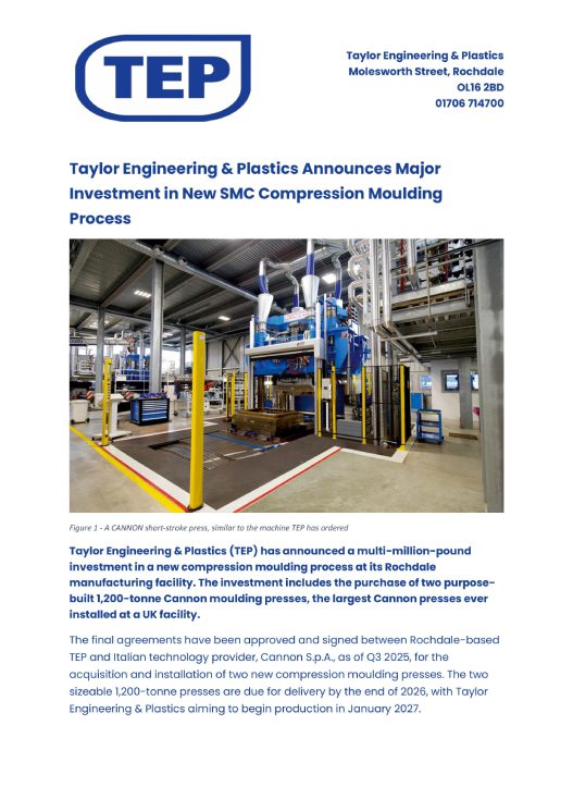 Taylor Engineering & Plastics press release