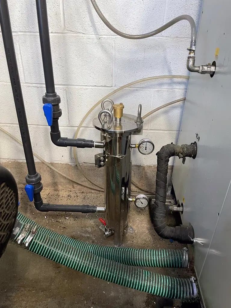 Industrial water filtration setup.