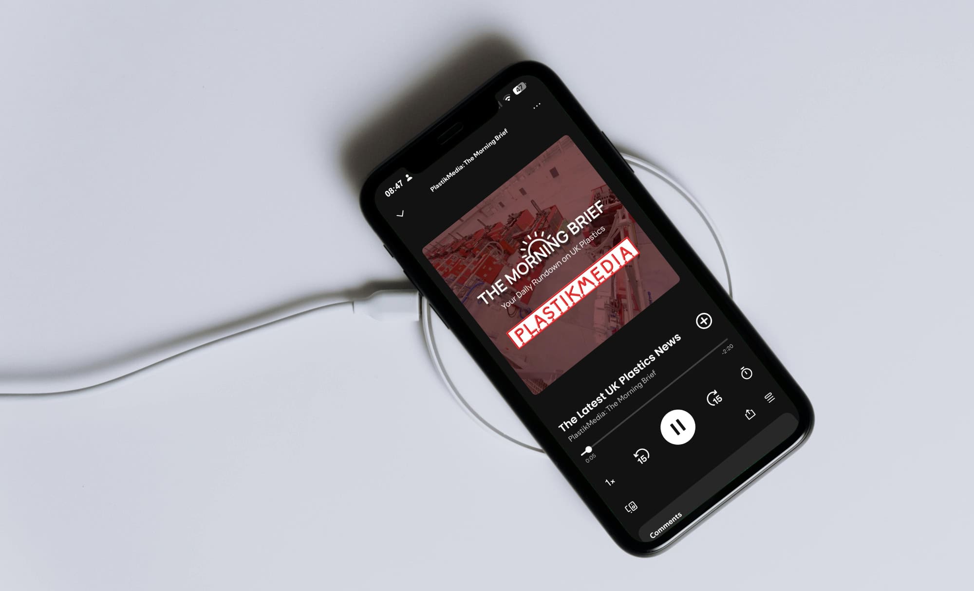 PlastikMedia Morning Brief Podcast on Phone