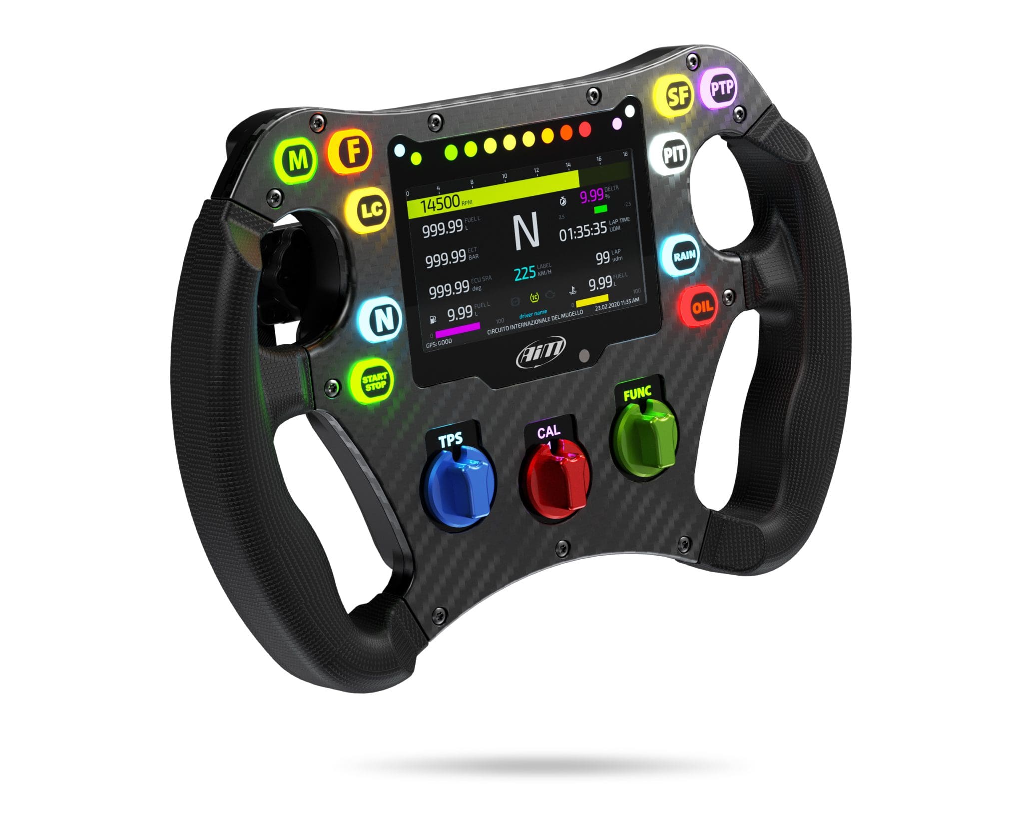Front angel of SW4 racing steering wheel developed by AiM Tech