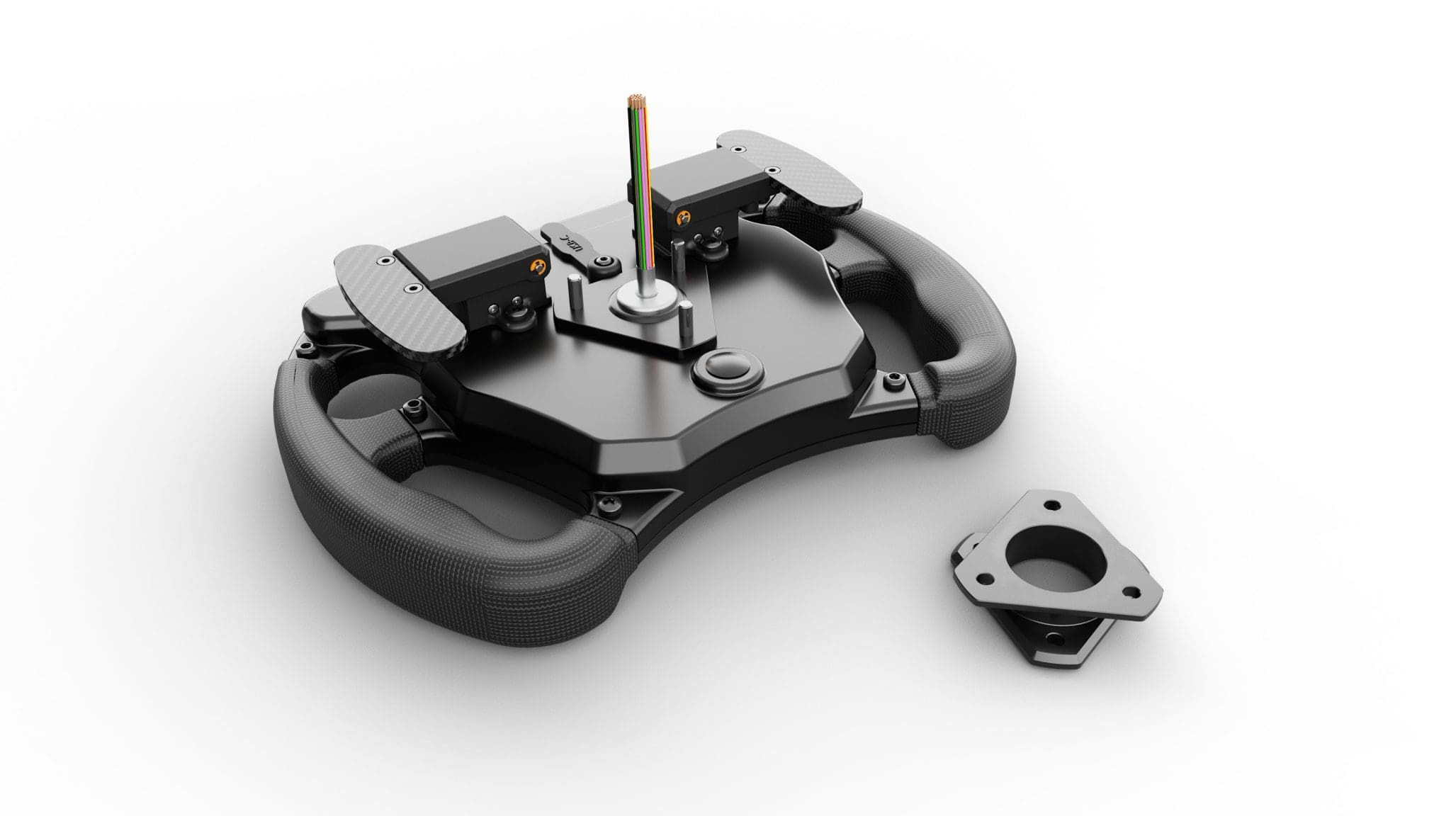 Rear angel of SW4 racing steering wheel developed by AiM Tech