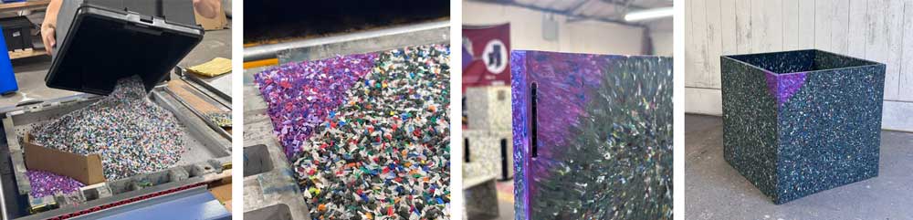 stage of recycling and manufacturing of planters