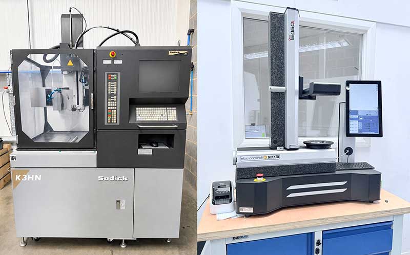 Sodick K3HN high-speed CNC EDM hole drill and NIKKEN E460A tool presetter